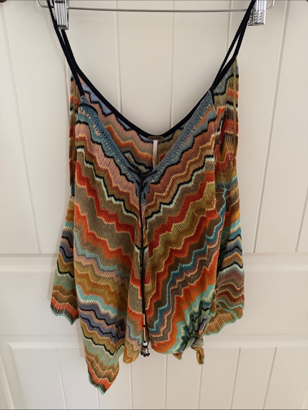 Free People Multicolor Zigzag Knit Camisole in Orange, Blue & Green
